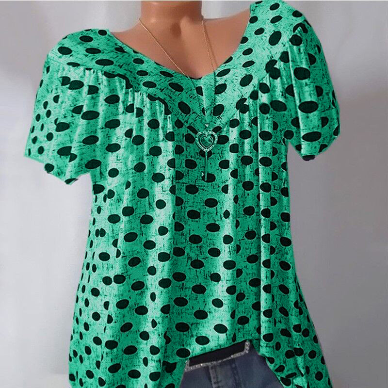 Ladies Polka Dot Print Casual T-Shirt luckyidays