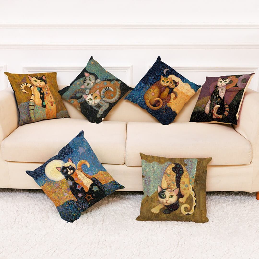 Gustav Klimt Cats Art Pillowcases Feajoy