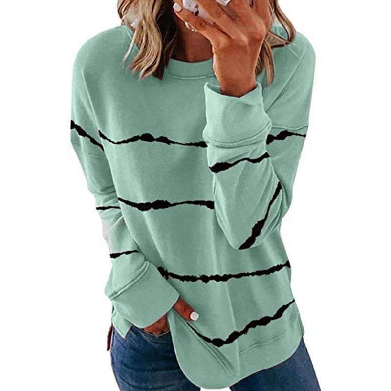 Women Casual Stripe Pullover giftpockets