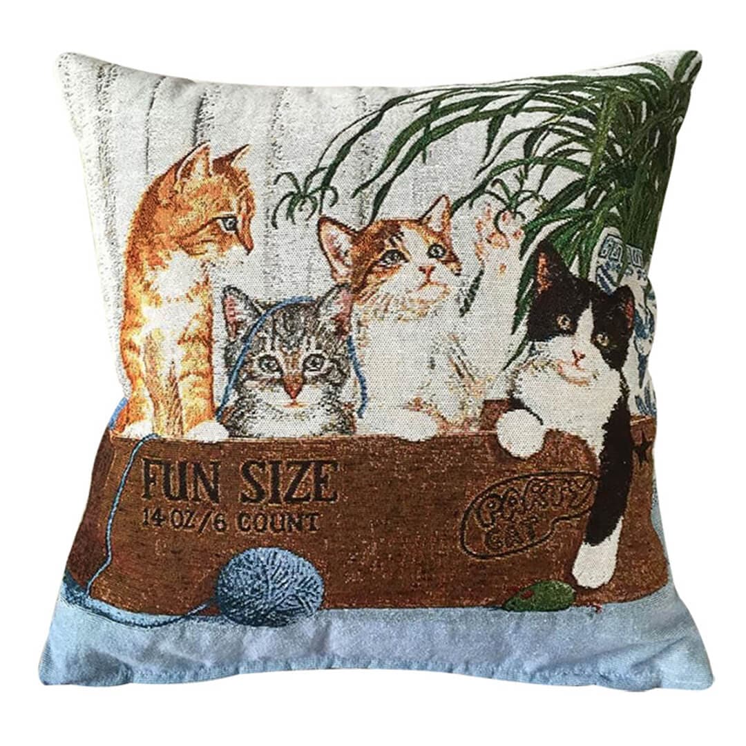 Cat Print Cotton Linen Pillow Cover dylinoshop