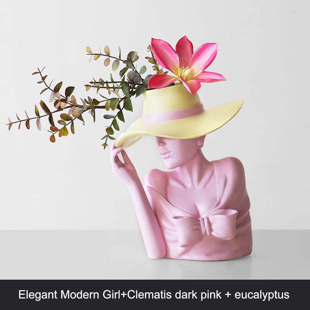 Modern Girl Statue Flower Vase feajoy