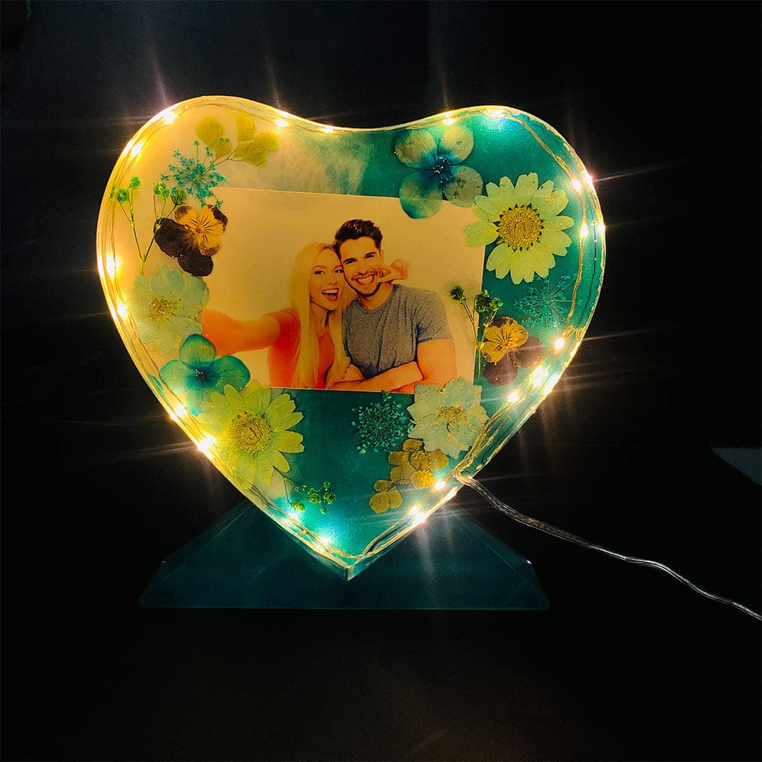 Heart Shape Flowers Photo Frame Light Feajoy