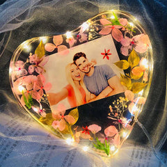 Heart Shape Flowers Photo Frame Light Feajoy