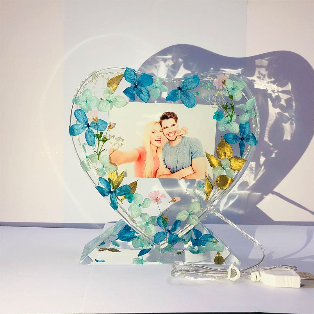 Heart Shape Flowers Photo Frame Light Feajoy