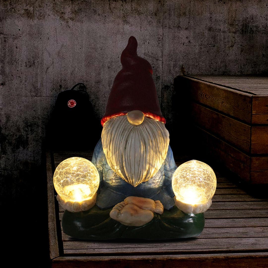 Garden Gnome Solar Statue Feajoy