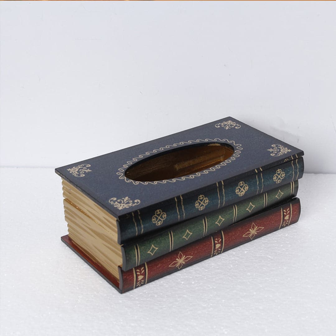 Wooden Book Tissue Box Feajoy