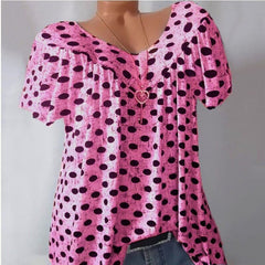 Ladies Polka Dot Print Casual T-Shirt luckyidays