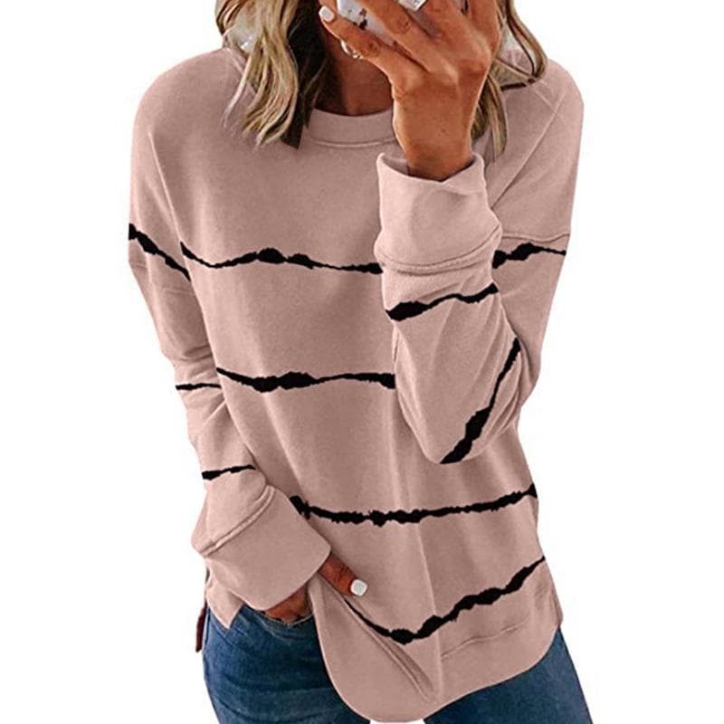 Women Casual Stripe Pullover giftpockets