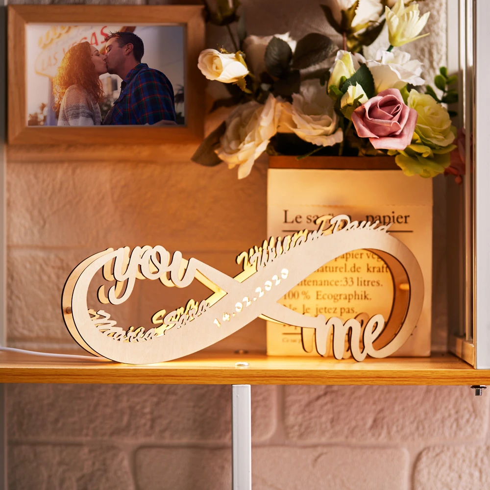 Custom Infinity Engraved Wood Lamp dylinoshop