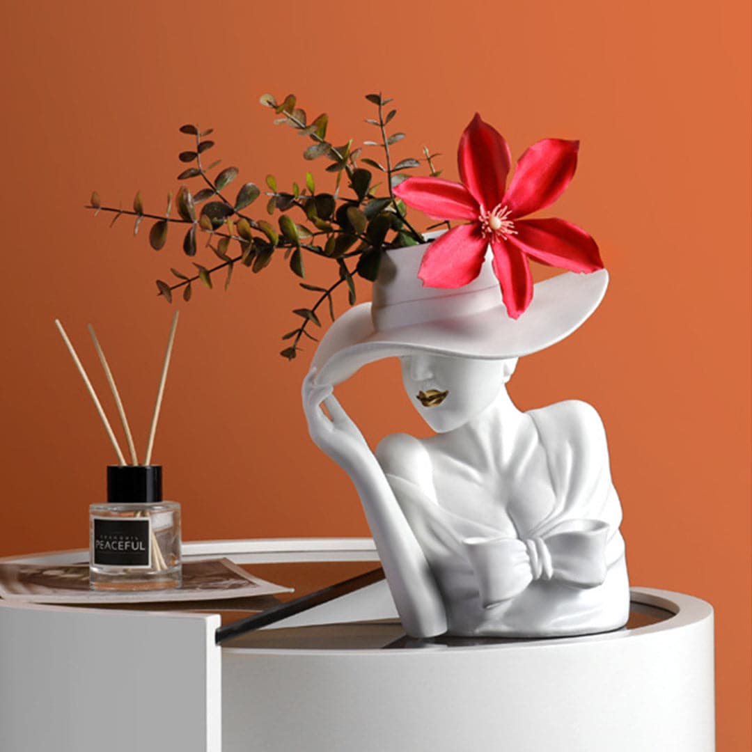 Modern Girl Statue Flower Vase feajoy