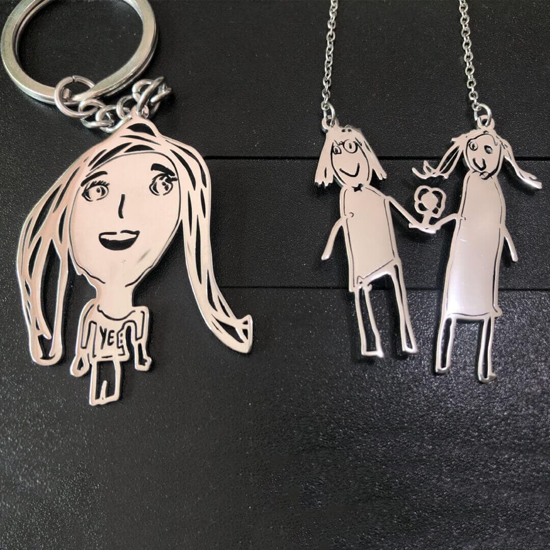 Personalized Kids Drawing Necklace feajoy