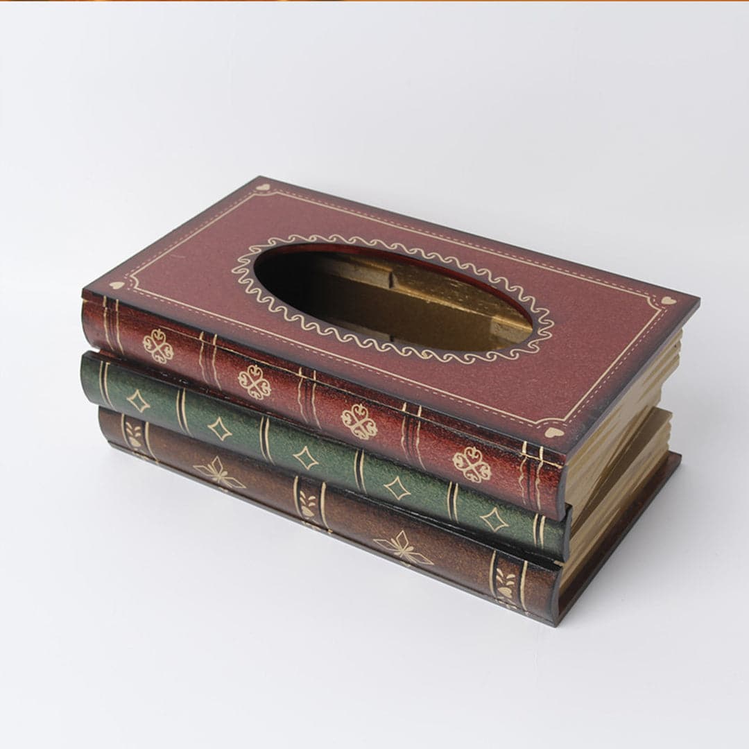 Wooden Book Tissue Box Feajoy