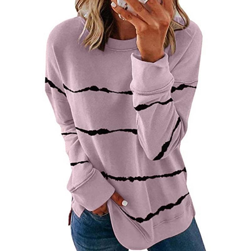 Women Casual Stripe Pullover giftpockets