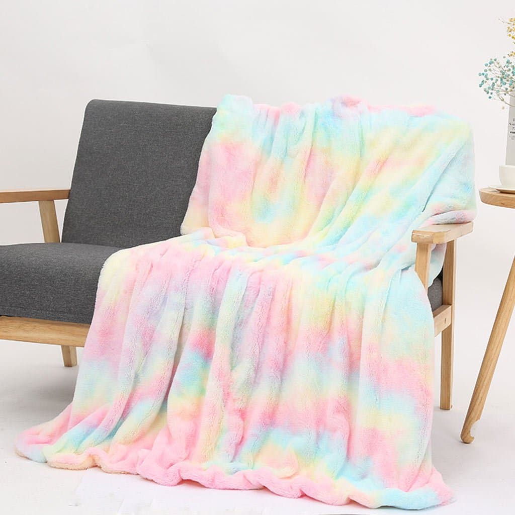 Rainbow Tie-dye Throw Blanket Feajoy