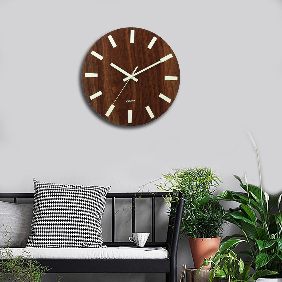 Wooden Wall Clock Glow in the Dark dylinoshop