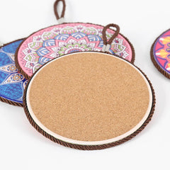 Mandala Print Ceramic Cork Insulation Pad Feajoy