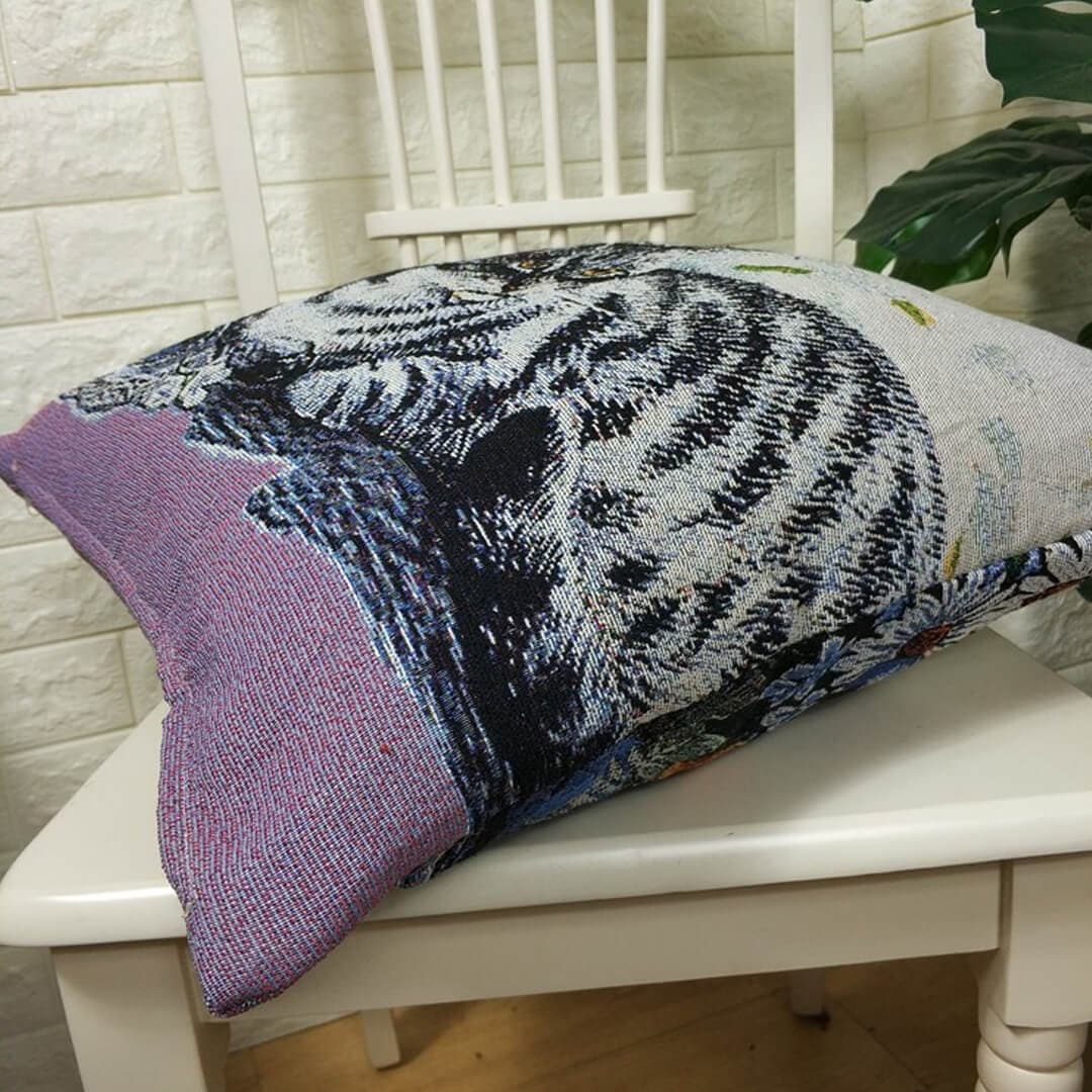 Cat Print Cotton Linen Pillow Cover dylinoshop