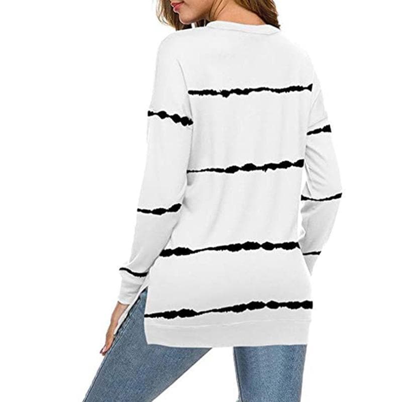 Women Casual Stripe Pullover giftpockets