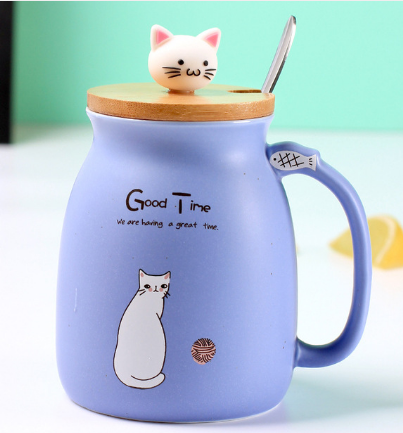 Heat-resistant Cute Cat Cup with Lid & Spoon dylinoshop