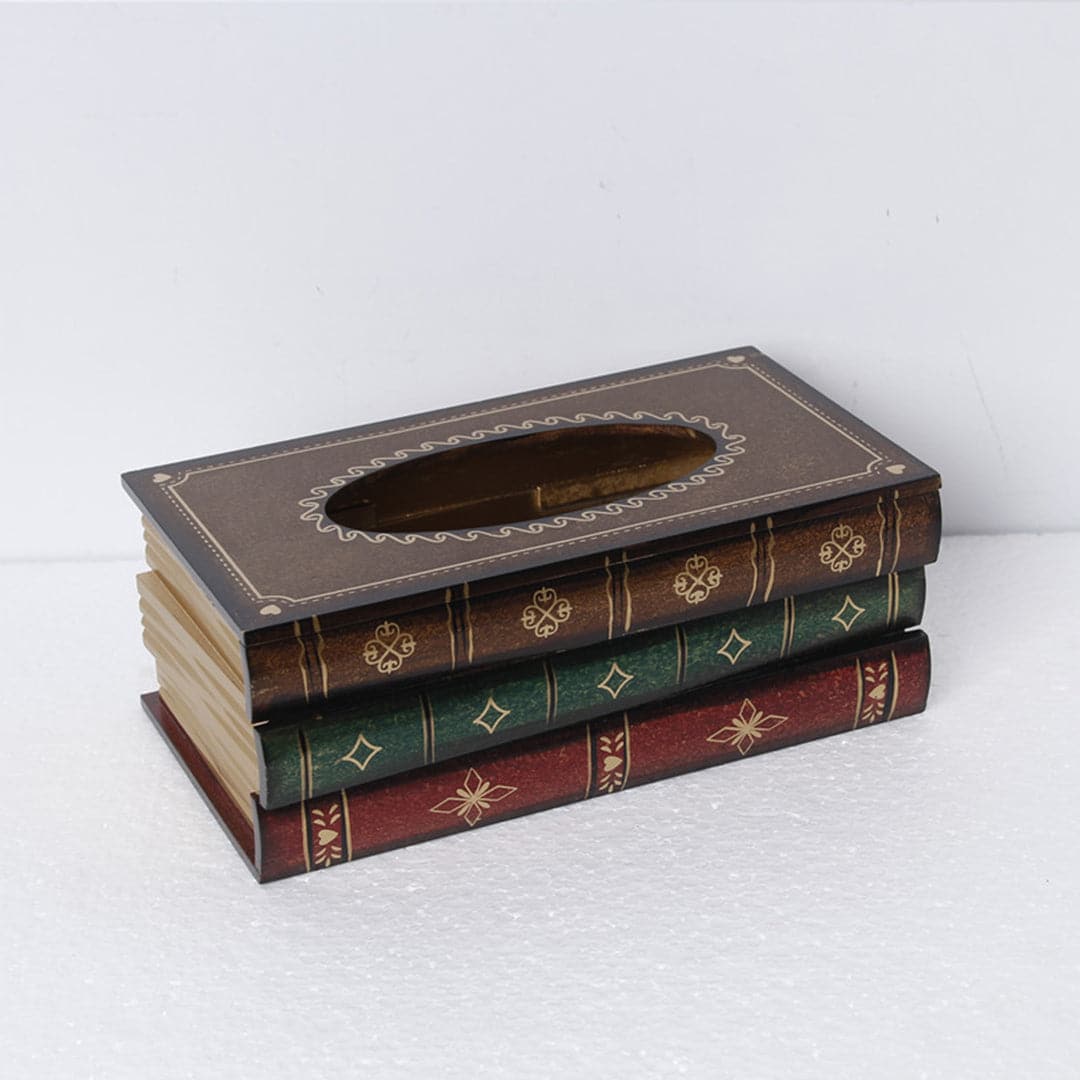 Wooden Book Tissue Box Feajoy