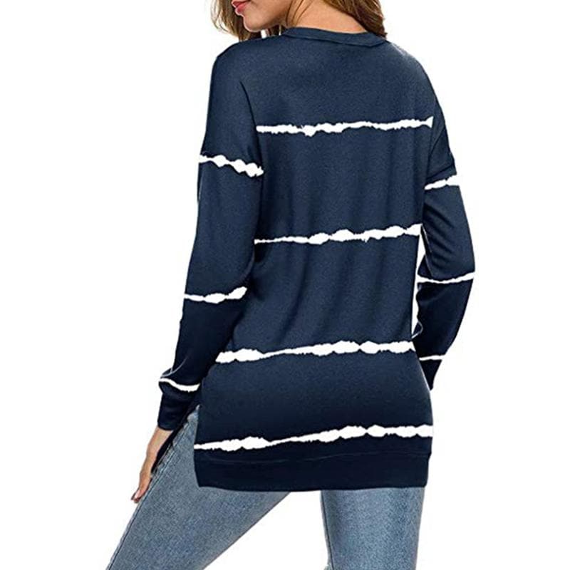 Women Casual Stripe Pullover giftpockets