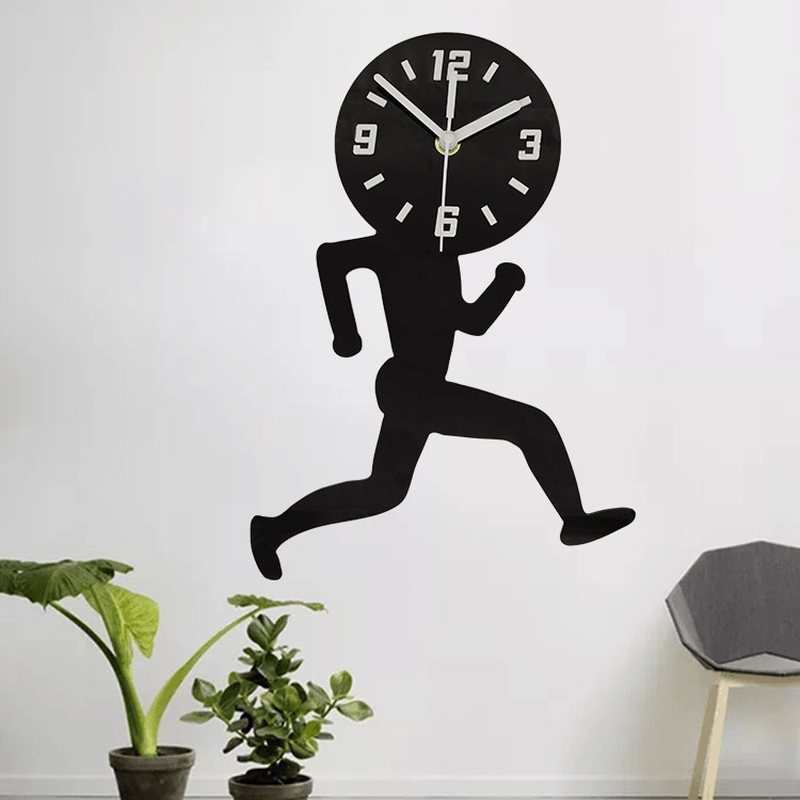 Emoyo ECY041 Man Runing Pattern Wall Clock 3D Wall Clock for Home Office Decorations MRSLM