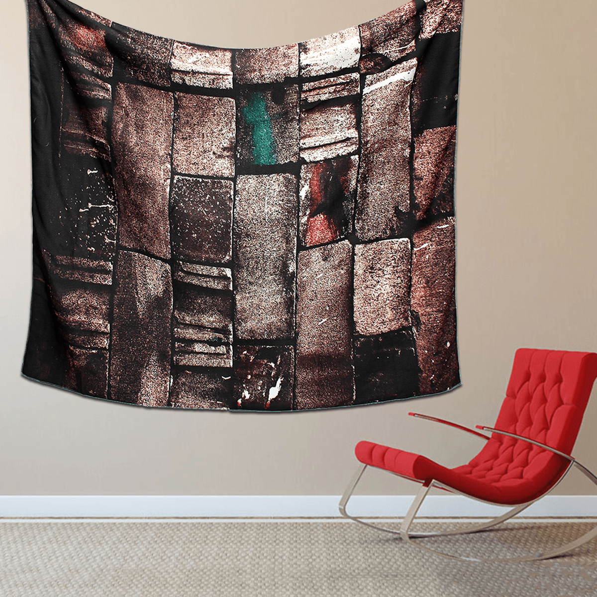 Hanging Tapestry Retro Art 3D Brick Stone Printed Bedroom Home Dorm Wall Decorations MRSLM