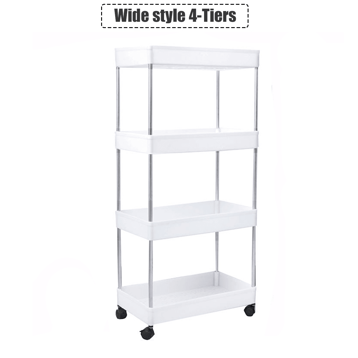 3/4 Tier Organizer Trolley Cart Utility Rolling Storage Rack Holders Saver Hooks MRSLM