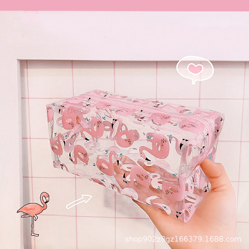 PVC Transparent Flamingo Cosmetic Bag Travel Storage Wash Bag Storage Bag MRSLM