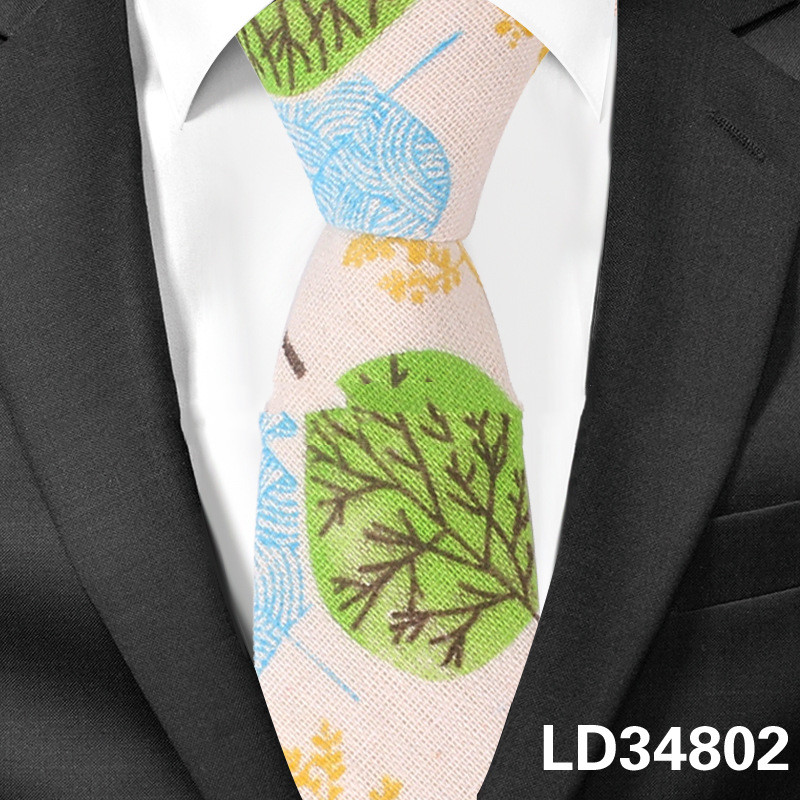 Cartoon Men and Women Tie Cotton, Linen Animal and Plant Print Tie Narrow Version 6Cm dylinoshop