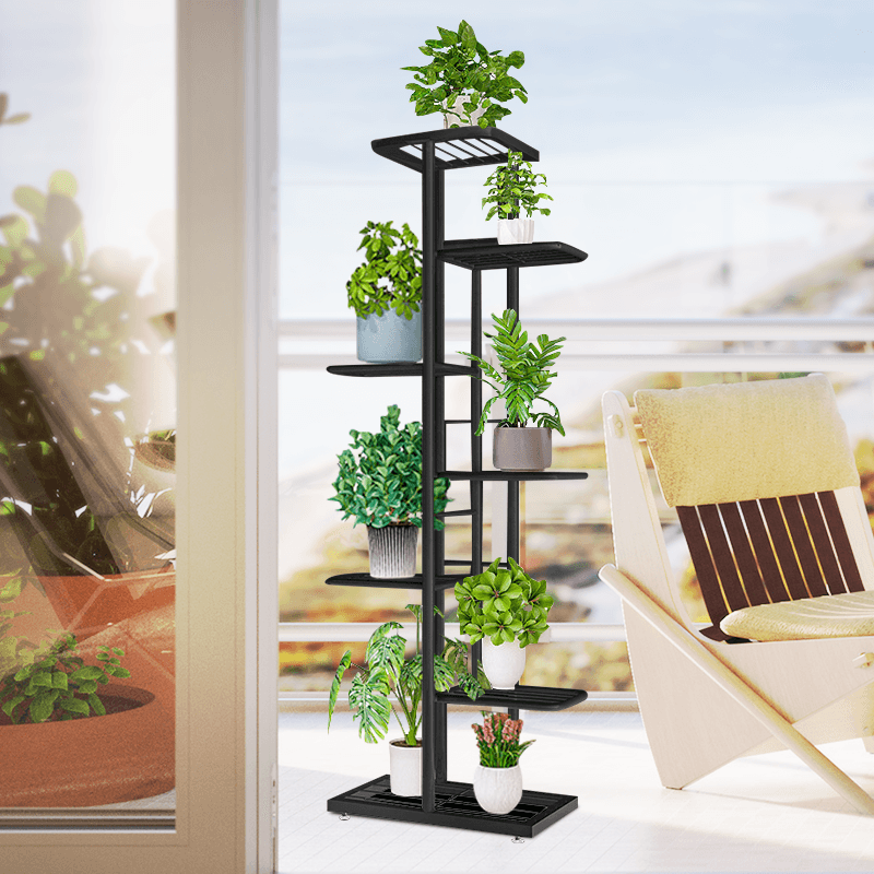 7/8 Black/White Layers Retro Iron Plant Stand Pot Plant Display Shelves Garden Home Decoration MRSLM