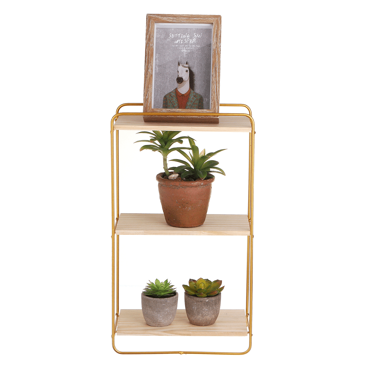 Metal Storage Shelf Simple Display Holder Wall-Mounted Rack Book Organiser Home Decorations MRSLM