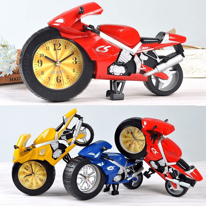 Creative Lazy Student Kids Cartoon Portable Clock Personality Bedroom Mini Clock Motorcycle A MRSLM