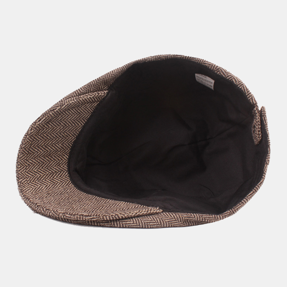 Men Cotton Herringbone Pattern Warmth Driver Hat Casual Adjustable Sunshade Forward Hat Beret Flat Cap dylinoshop