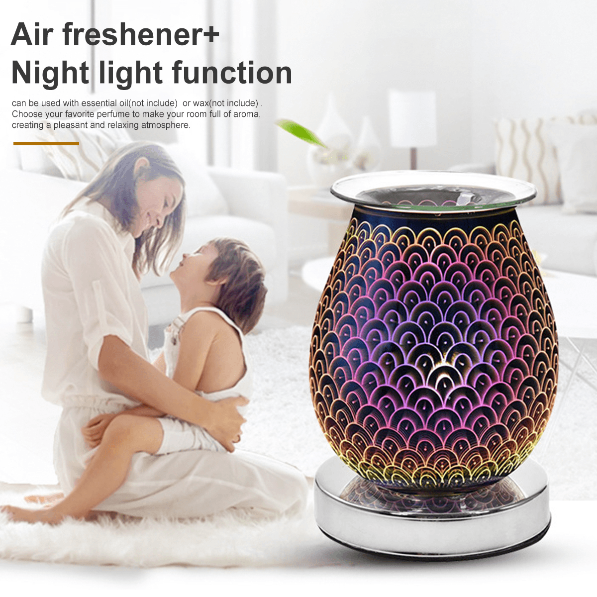 3D Glass Electric Aromatherapy Lamp Home Aromatherapy Machine Touch Feather Aroma Lamp MRSLM