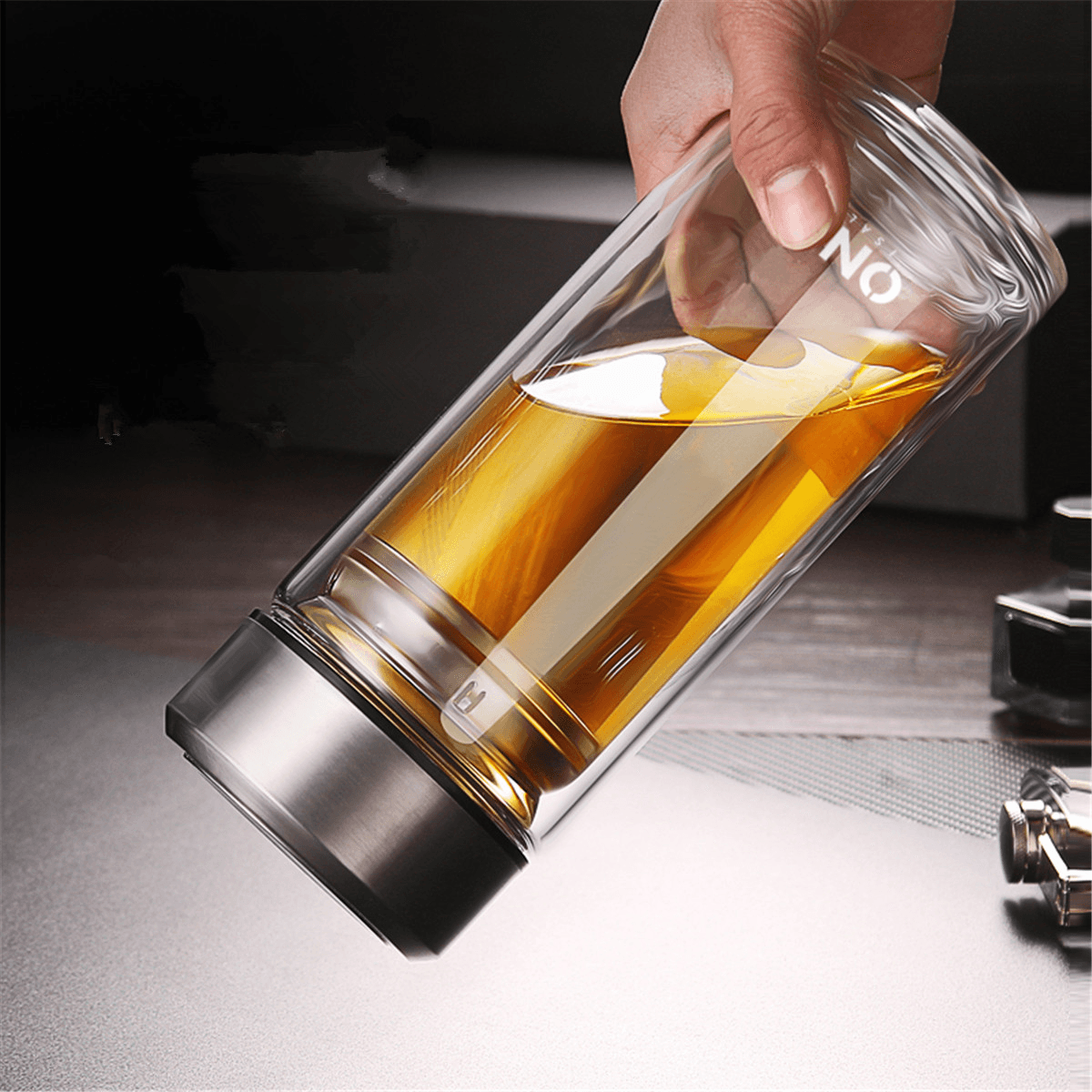 800/1000ML Glass Juice Water Bottle Double Walled Tea Infuser Mug with Travel Sleeve Water Bottles MRSLM