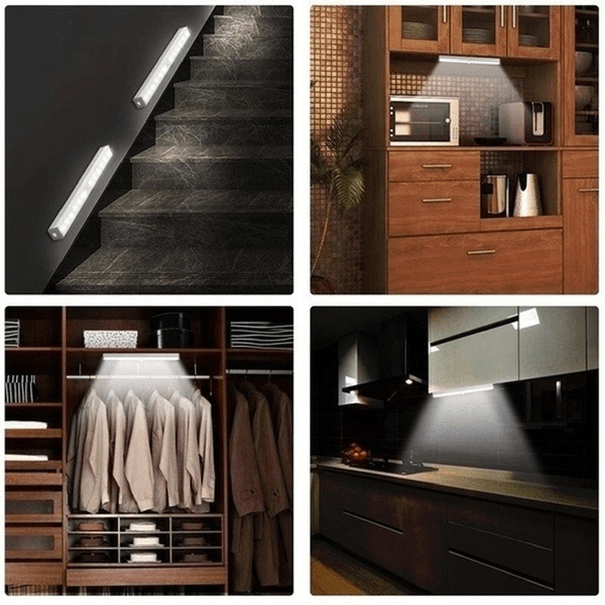 24/40/60LED Motion Sensor Closet Lights Wireless USB Rechargeable Energy Saving LED Night Light Bar Safe Lights for Closet Cabinet Wardrobe Stairs MRSLM