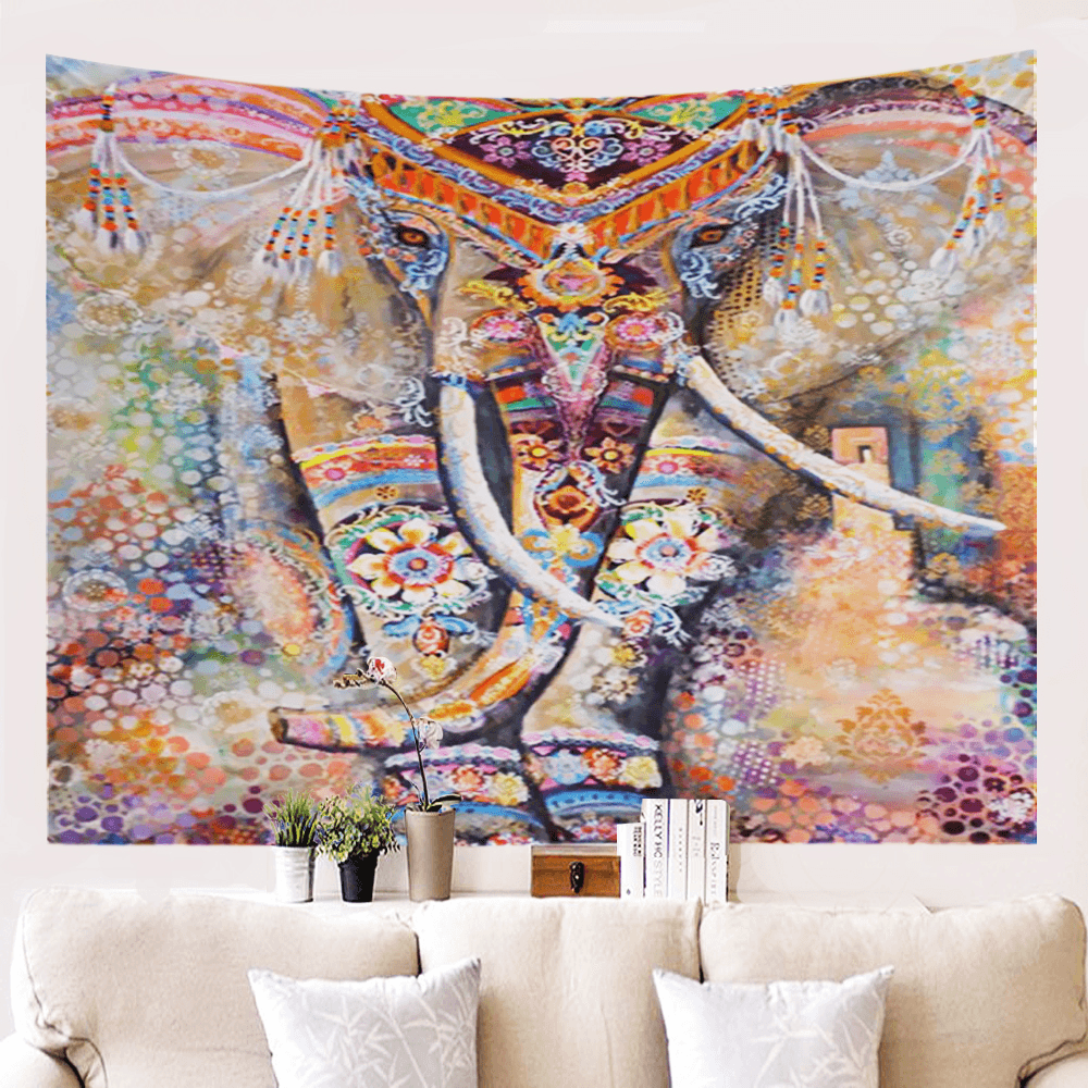 Mandala Tapestry Elephant Psychedelic Tapestry Animal Wall Hanging Bohemia Wall Tapestry Galaxy for Home Decor Hippie Blanket MRSLM