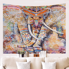 Mandala Tapestry Elephant Psychedelic Tapestry Animal Wall Hanging Bohemia Wall Tapestry Galaxy for Home Decor Hippie Blanket MRSLM