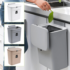 9L Cabinet Door Hanging Trash Can Slide Cover Garbage Bin Waste Storage for Kitchen Bedroom MRSLM