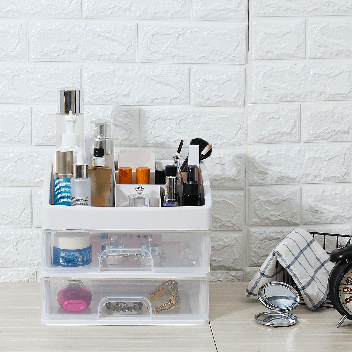 1/2/3 Layers Clear Desktop Comestics Makeup Storage Drawer Organizer Box Container dylinoshop