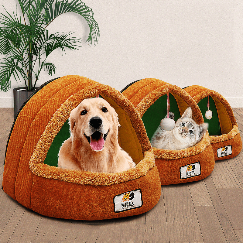 Foldable Kennel Dog Bed for Dogs Cats Animals Pet House Tent All Seasons Washable Cushion MRSLM