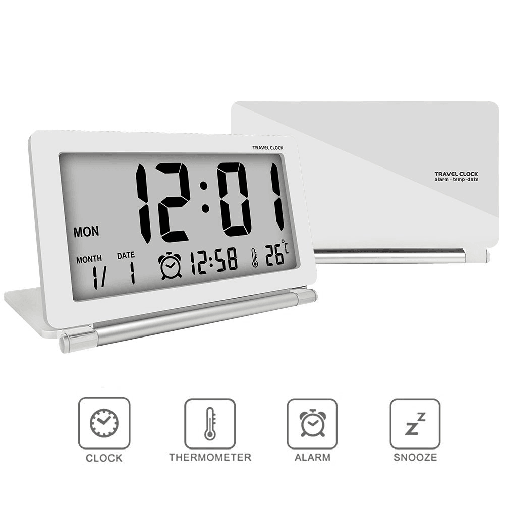 DC-11 Electronic Travel Alarm Clock Folding Desk Clock with Temperature Date Time Calendar MRSLM