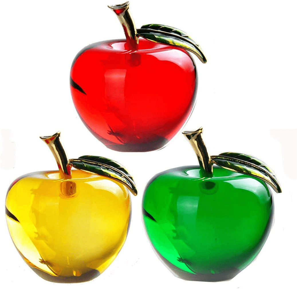 3D Glaze Crystal Apple Figurine Glass Paperweight Wedding Favor Decor 60Mm/50Mm MRSLM