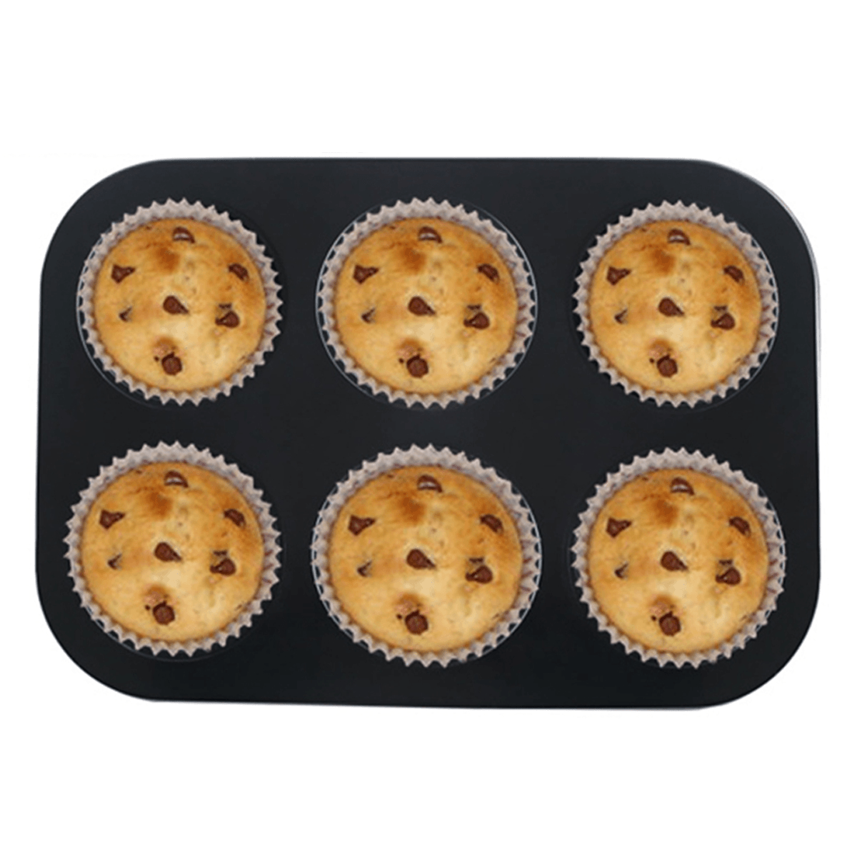 6Pc Muffin Pan Baking Cooking Tray Mould round Bake Cup Cake Gold/Black MRSLM