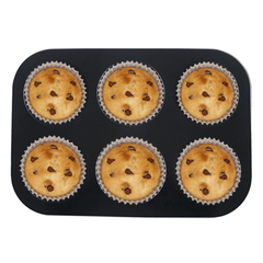 6Pc Muffin Pan Baking Cooking Tray Mould round Bake Cup Cake Gold/Black MRSLM