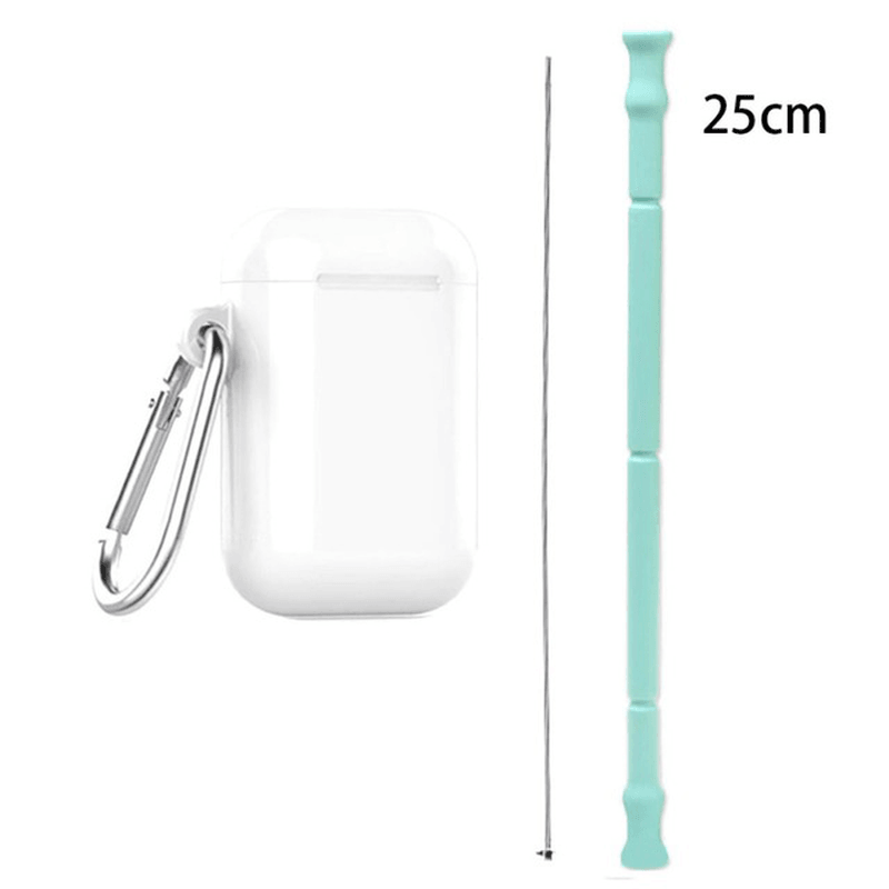 Foldable Silicone Straw Set Food-Grade Silicone Straw with Straw Brush Easy-To-Clean Straw Box Set Portable Drinkware MRSLM