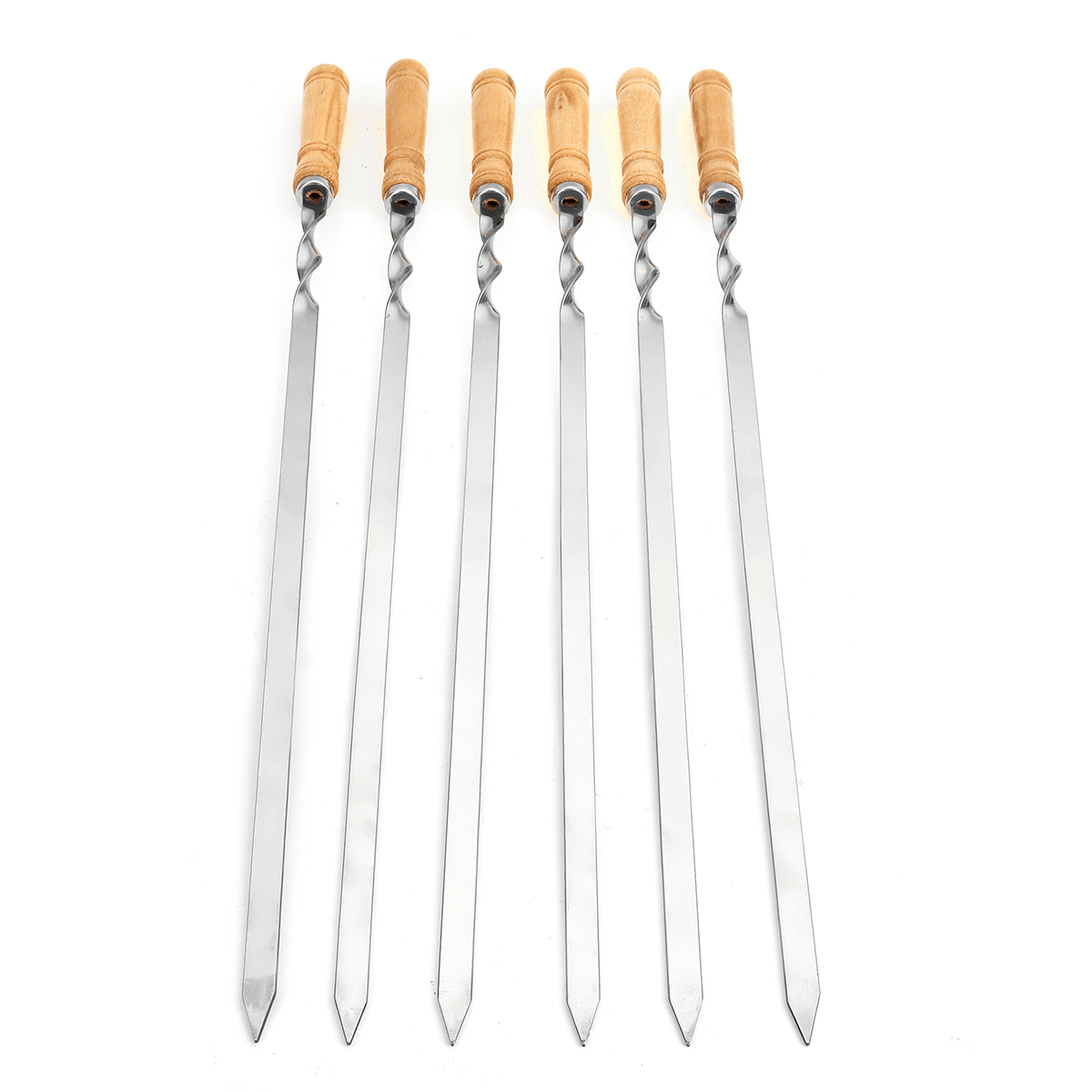 6Pcs Stainless Steel Utensils Grilling Kitchen Skewer Stick Barbecue Fork BBQ Tool MRSLM