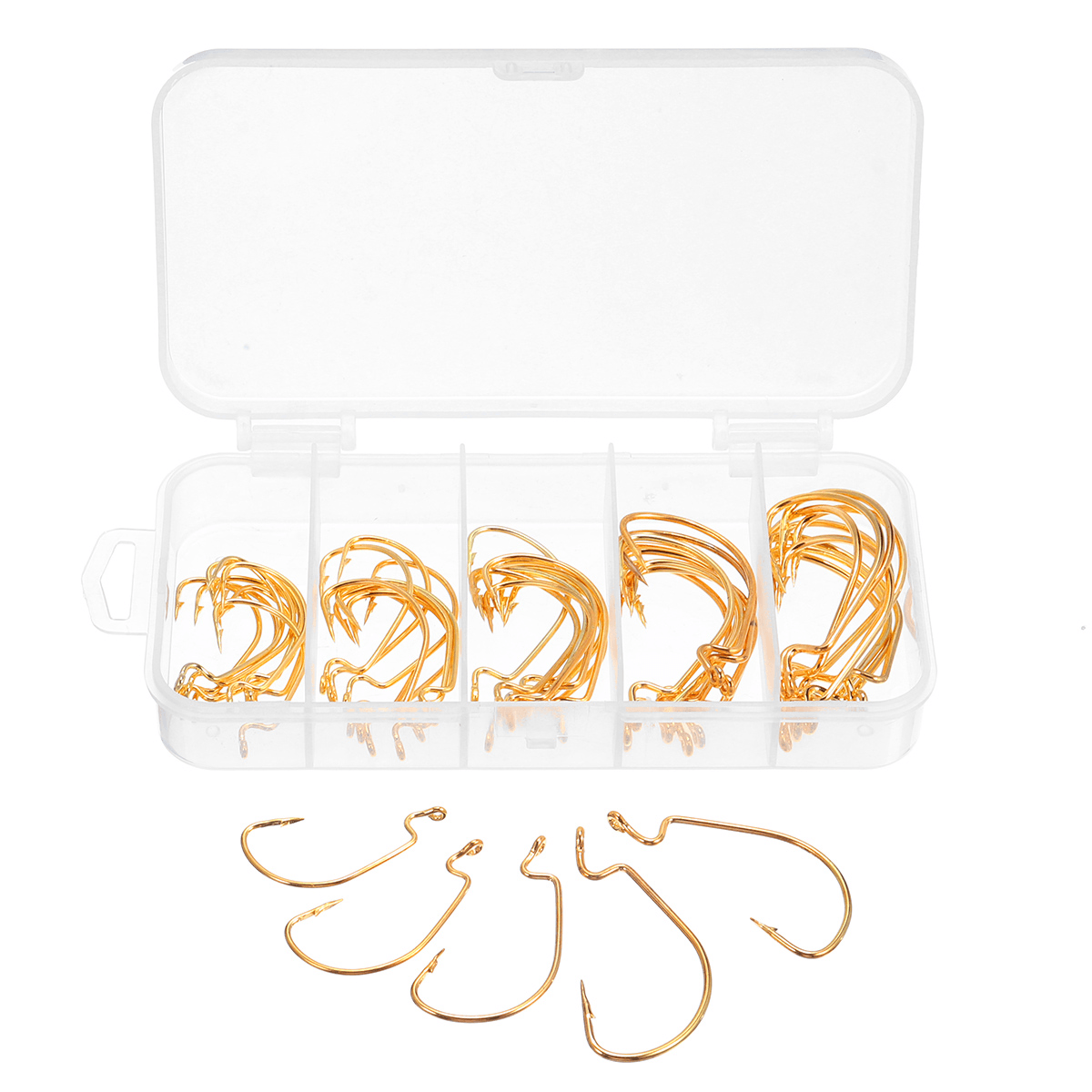 50PCS Three-Color Fishing Hooks Light Portable Fishing Hooks with Storage Box MRSLM