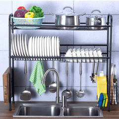 60/70/80/90Cm 304 Stainless Steel Rack Shelf Double Layers Storage for Kitchen Dishes Arrangement MRSLM